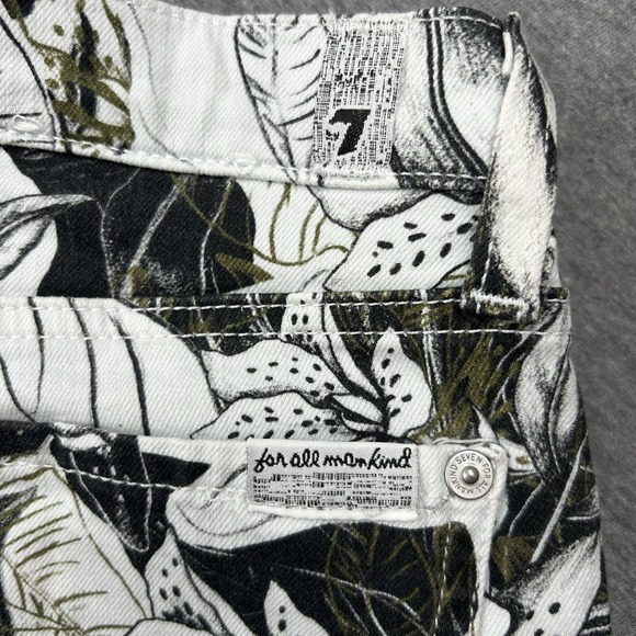 7 For All Mankind‎ Floral Skinny Jeans Women's 27 30x28 Black White Mid Rise - Picture 3 of 16